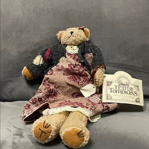 Enesco Teddy Tompkins Bear with Burgundy Dress